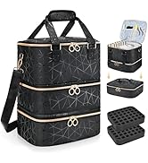 YUYAFN Large Nail Polish Organizer Bag Holds 84 Bottles Nail Polish and a Nail Lamp, PU Leather N...