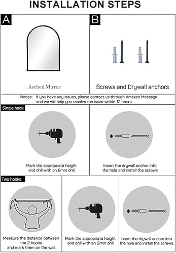 Miniatura 9 de Espejo de pared arqueado, 30 x 20 pulgadas, espejo negro arco para tocador de baño, sala de estar o dormitorio, entrada, espejo de pared con arco