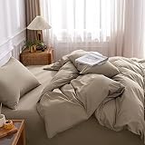 Khaki Duvet Cover 100% Washed Cotton Duvet Cover Set,Breathable Soft Bedding Set Linen Textured. Sol