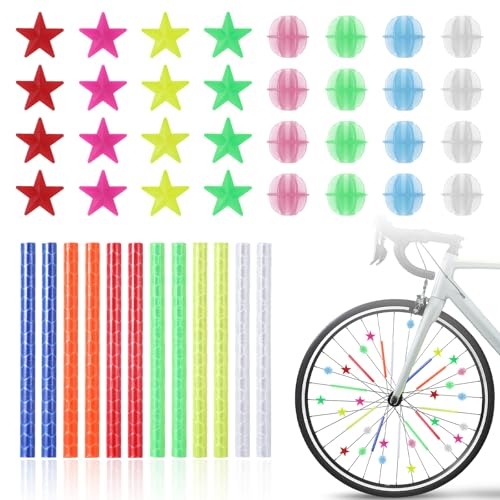 96 Stück Bunte Speichenreflektoren Fahrrad Kinder, Reflektoren Fahrrad Speichenreflektoren Kinder, Katzenaugen Fahrrad Kinder, Fahrrad Katzenaugen Reflektoren, Sterne Speichenreflektoren Fahrrad