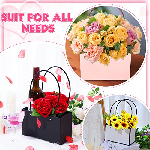 90 Pcs Bulk Flower Boxes For Arrangements Kraft Paper Flower Bouquet Bags With Handle Waterproof Rectangle Flower Bags For Bouquets Gift Bags For Wedding Mother's Day Birthday Party #TOP6
