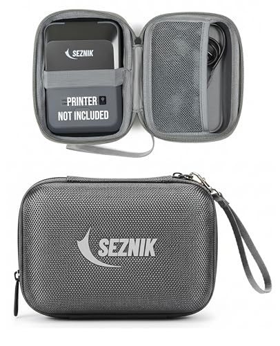 Image of SEZNIK Portable Carrying Case for Label Printer, Compatible for Josh, Tej, DEV Printer Models, Multi Purpose Travel Organizer for Earphones, USB Drives, and Cables Bag (Grey) [ Printer NOT Included ]