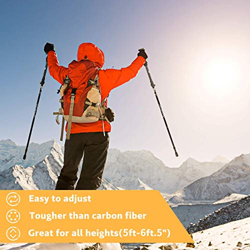 Trekking Poles Collapsible Hiking Poles - Aluminum Alloy 7075 Trekking Sticks with Quick Lock System, Telescopic, Collapsible, Ultralight for Hiking, Camping(Black)