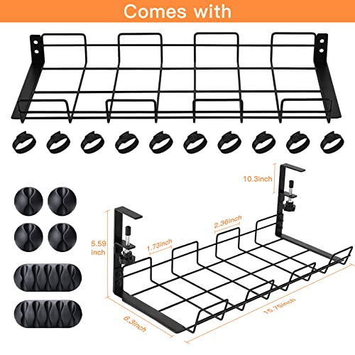 No Drill to Desk Cable Management Tray, Cable Racks Under Desk Cable Organizer for Wire Management, Sturdy Metal Cable Tray Basket for Office and Home Standing Desk