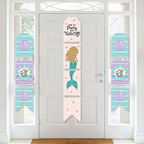 Big Dot of Happiness Lets Be Mermaids Hanging Vertical Paper Door Banners Baby Shower or Birthday Party Wall Decoration Kit