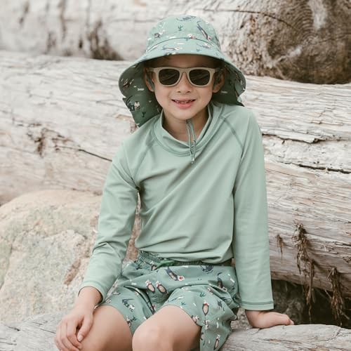 Jan & Jul Schnell trocknender Sonnenhut mit Nackenschutz für Schwimmen, Abenteuermütze für Jungen und Mädchen (XL: 5-12 Jahre, Otter)
