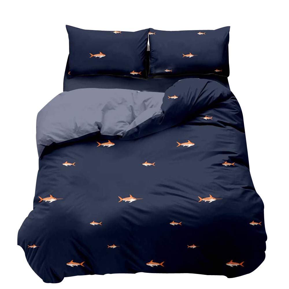 Housse de couette animaux de la mer pour lit double, parure douce et facile à repasser