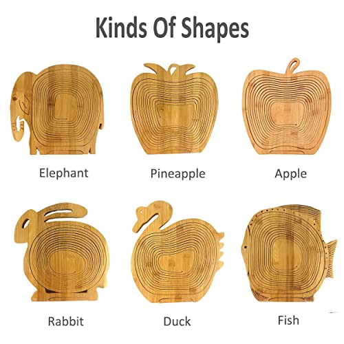 Foldable Wooden Fruit Basket For Kitchen Table In Elephant Shape Cute Flowers Nuts Candy Storage Box For Holiday Family Party #TOP6