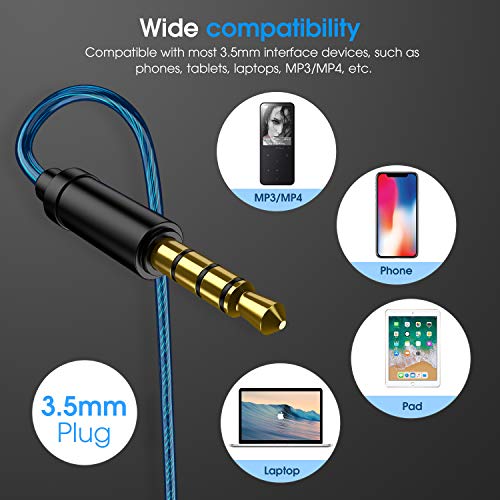 Jaamira Sports Wired Earbuds In-Ear Earphones With Microphone &Volume Control -Bass &Noise Isolation Over Ear Headphones With 3.5Mm Jack -For Android Phone Iphone Computer Gaming Workout Ipx4 Blue #TOP4