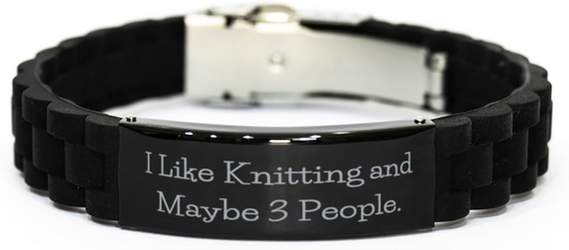 Best Knitting Gifts, I Like Knitting and Maybe 3 People, Birthday Black Glidelock Clasp Bracelet For Knitting from Friends, Knitted gifts, Cool knitting, Knitting patterns, Easy knitting, Knitwear