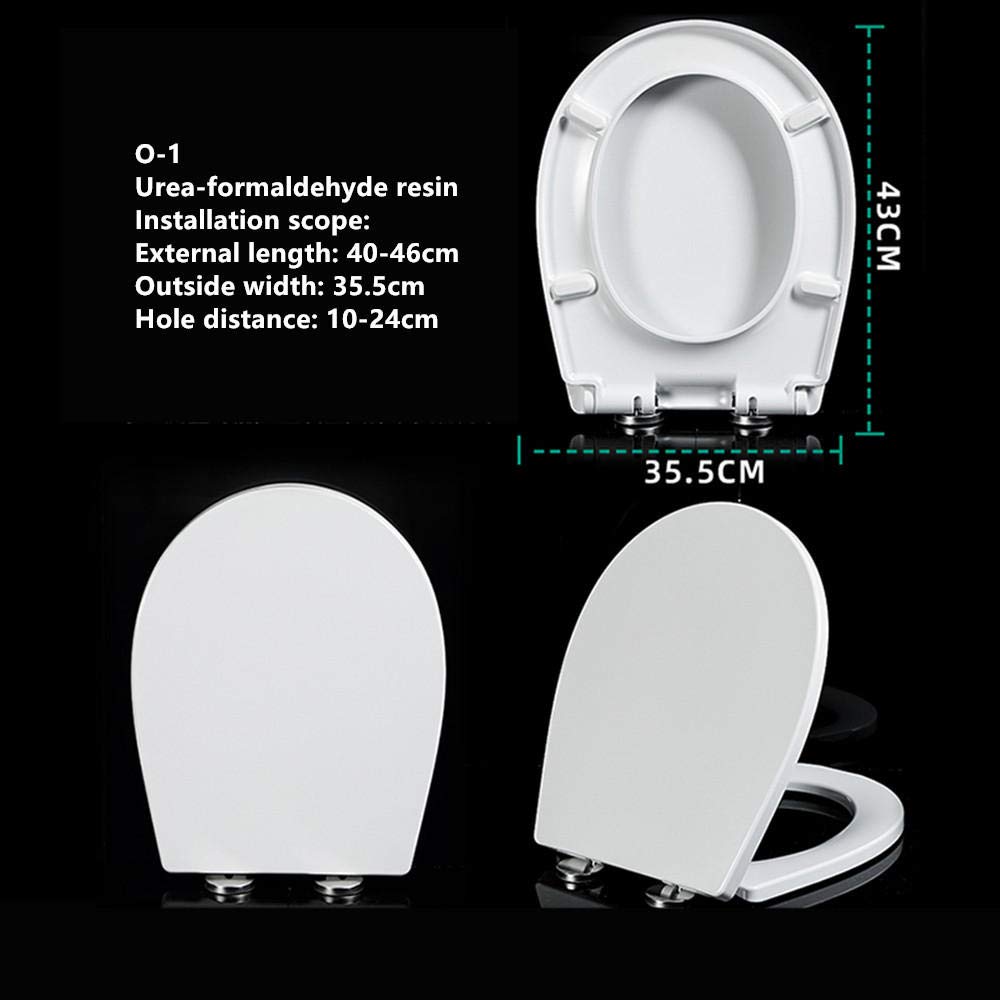 WC-Sitz, WC-Sitze mit Absenkautomatik, weiß, Schnellverschluss, verstellbare Scharniere, Befestigung Oben/unten, Toilettendeckel, antibakterielles Urea-Formaldehyd-Harz-O-1
