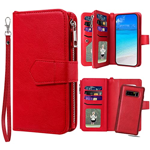 Coque Samsung Note 8 antichoc en cuir PU rouge premium