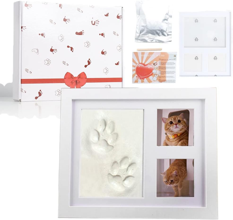 ペットの肉球形記念品キット 犬のフォトフレーム 猫フレーム 粘土インプリントキット 犬と猫愛好家へのギフト
