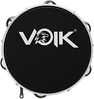 Pandeiro profissional 10" pele leitosa preto voik pv10-bk