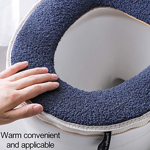 JPYH WC-Sitzwärmer, Toilettensitzwärmer, 2 Stück Dicke U-förmige WC-Sitzwärmer Universelles weich waschbares Toilettensitzkissen für die meisten Toiletten (Blau, Dunkelrot) – Bild 6