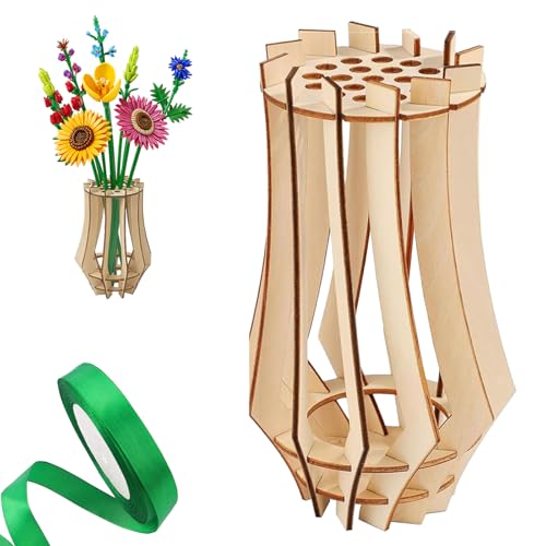 3D Vase, Holz Puzzle Vase Desktop Dekoration Kleine DIY Desktop Dekoration Holz Puzzle Tool, Blumenfreunde Und Innendekoration für Lego