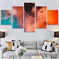 SIGNWIN 5 Panel Canvas Wall Art Abstract Brushstroke Closeup Digital Art Modern Artwork for Home Decorations Ready to Hang - 60