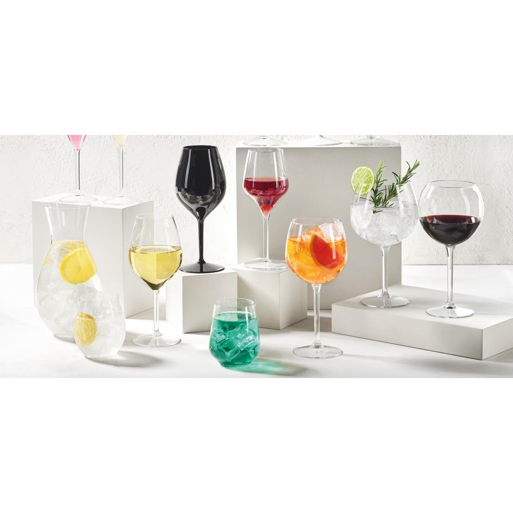 Generico 6 Bicchieri Calice Wine Cocktail in TRITAN infrangibile| VARI COLORI | bicchieri vino resistenti, infrangibili, colorati e riutilizzabili (Trasparente)
