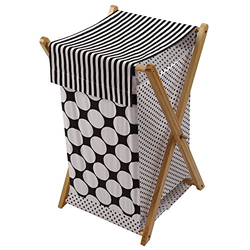 Bacati SDBWHA Dots/Pin Stripes Black/White Hamper cover