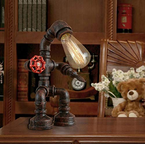 Frideko Vintage Table Lamp, Retro Industrial Iron Water Pipes Robot Steampunk Desktop Light for Bedside Desk steampunk buy now online