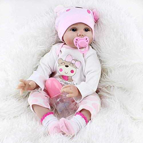 MAIHAO 22 Zoll Reborn Babys Madchen echte Weiche Silikon Babypuppe Neugeborenes Junge Realistische Puppe 55CM – Bild 3