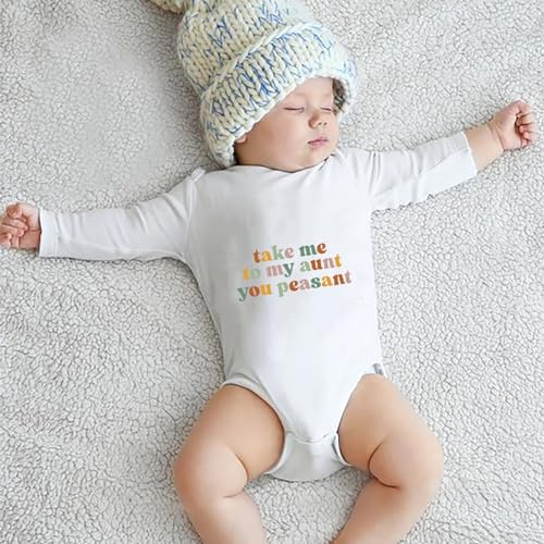 Take Me To My Aunt You Peasant Newborn Clothes for Baby Boy Long Sleeve Summer Baby Jumper White 6-9 Month Romper3