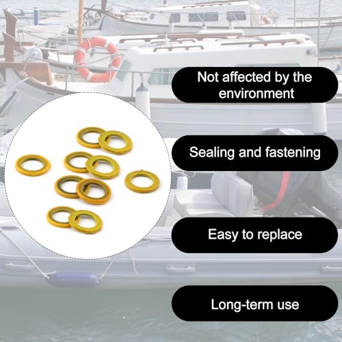 Image of 10pcs 26-830749 Gearcase Drain Plug Seal Washer Gaskets, Washer Drain Plug Seal Lower Unit Grease Gaskets Gearcase Lube Drain Screw Washer Compatible with Mercury Marine /Mercruiser