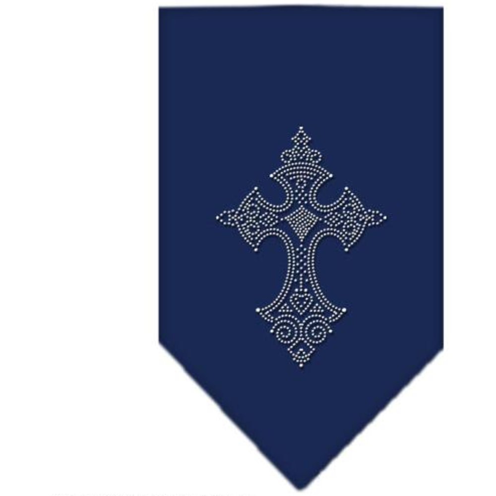Mirage Cross Rhinestone Dog Bandana, Large, Navy Blue