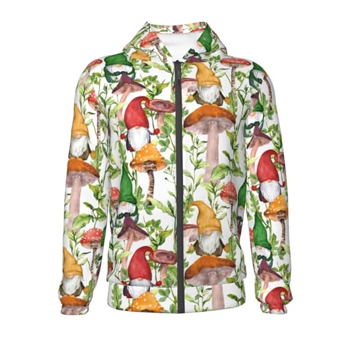 Mushrooms Gnomes Kid Hoodies Boys Zip Up Sweatshirts Girls Pullover with Pocket2