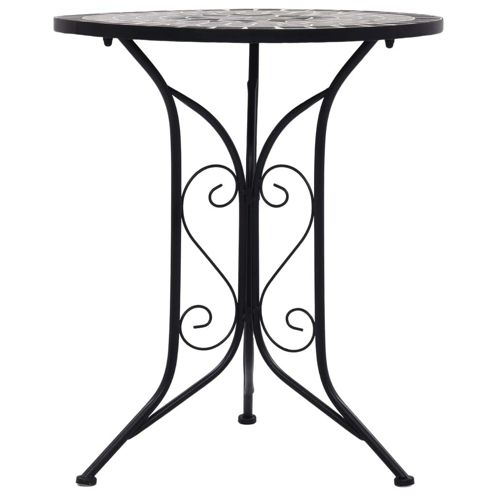Festnight Tavolo Tavolino da Giardino Rotondo Mosaico in Ferro e Ceramica Grigio,Tavolo Rotondo da Balcone Mosaico,Tavolo da Esterno Rotondo Mosaico,Tavolino da Giardino Rotondo Mosaico 61 x 71 cm