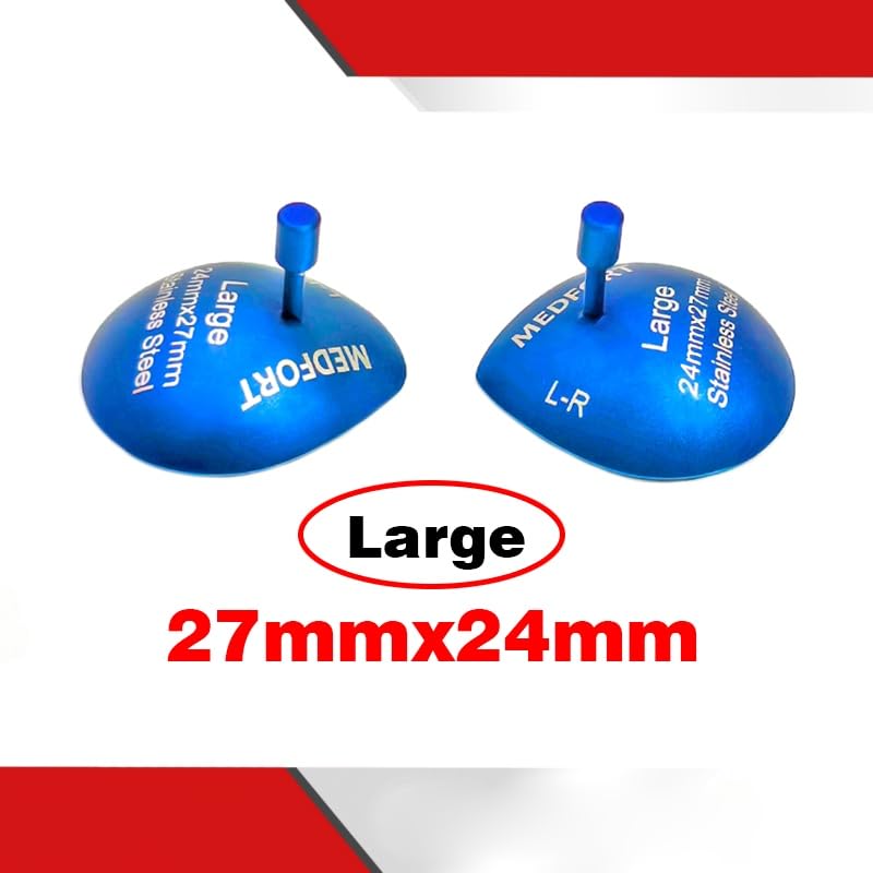 Corneal Eye Shield Protector, Stainless Steel, 24mm x 27mm Large, Blue, Set of 2, Model II