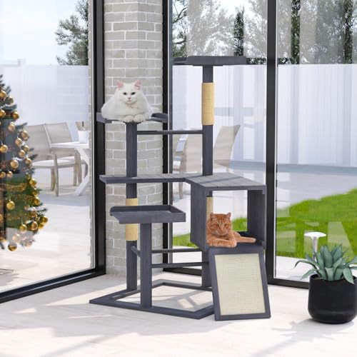 Torre de Gato Exterior Resistente de Madera 67 pulgadas miniatura 5