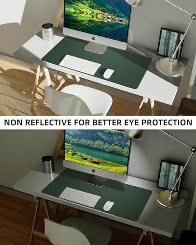 Image of Non-Slip Desk Pad,Mouse Pad,Waterproof PU Leather Desk Protector,Ultra Thin Large Desk Blotter,Waterproof Keyboard mat for Office /Home /Decor(Dark Green 23.6 inch x 13 inch)
