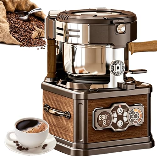YXYLJOZ Tostadora de café eléctrica Retro, con 3 Protecciones de Seguridad, 8 Niveles de Tostado y Extractor de Humo Incorporado, para tostar Granos de café en casa.