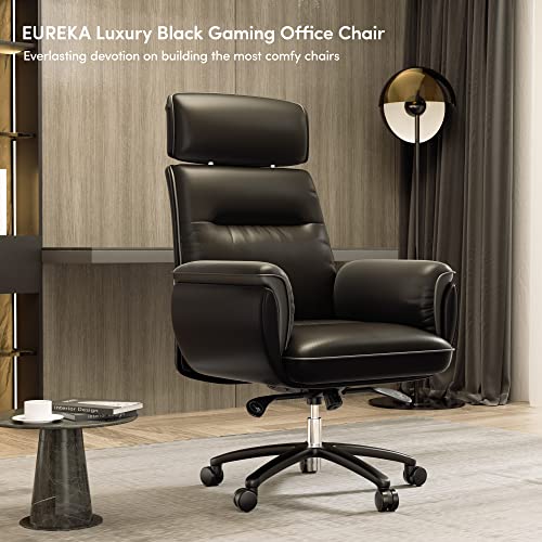 Eureka Ergonomic Desk Chair Executive Office, High Back Tiltable, Comfortable Heavy Duty, Gaming Computer Chair, Wide Seat Adjustable Swivel, Big Tall Chair, Luxury Pu Leather, Black&Dark Gray #TOP1