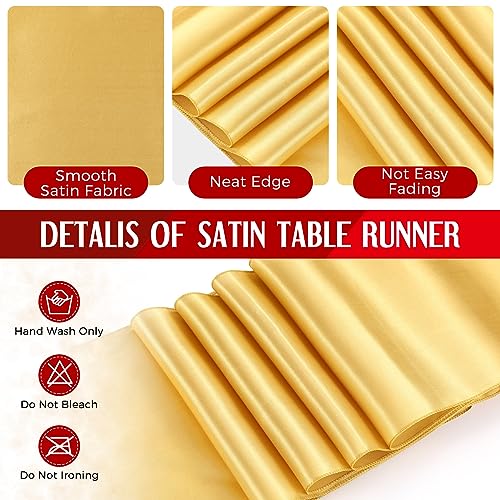 Image of Breling 8 Pack Red and Gold Disposable Plastic Tablecloths and Satin Table Runner Set, 54 x 108 Inch Tablecloth, 12 x 108 Inch Table Runners for Wedding Graduation Birthday Baby Shower New Year