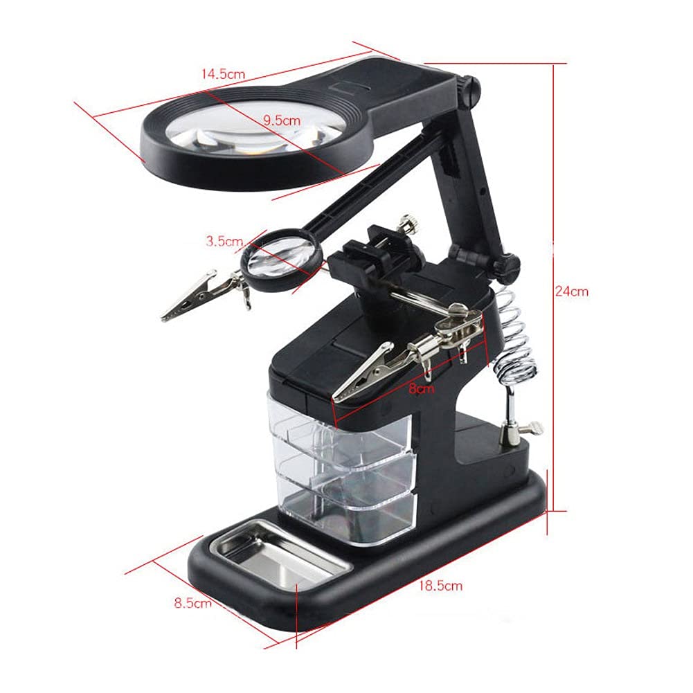 Czarna lupa spawalnicza LED Light 3X 4.5X Soczewka Pomocnicza Lupa Klips Lupa Trzecia ręka Lutownica Narzędzie Naprawcze