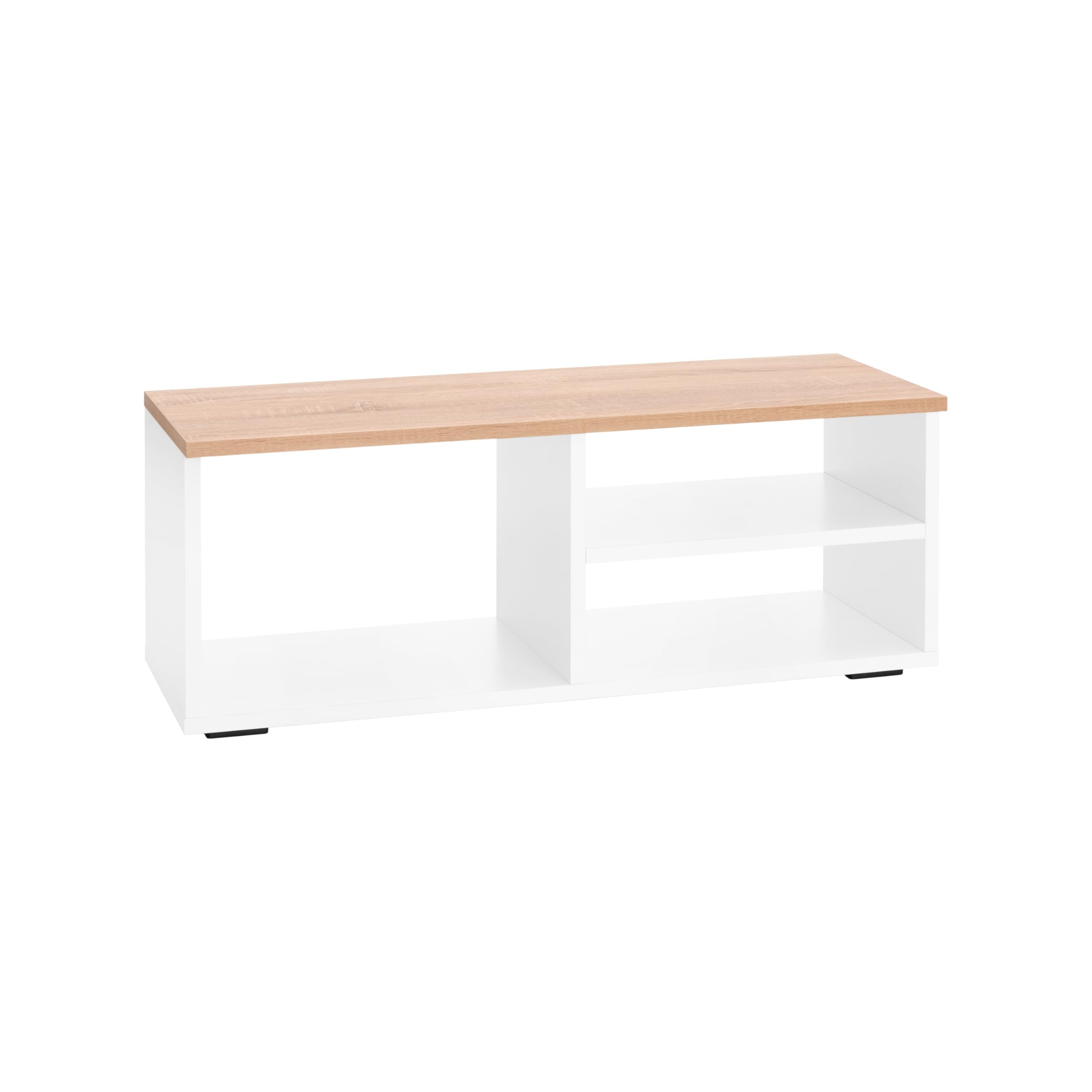 Mueble TV Blanco y Roble, Mesa TV Moderna para Salón - 90x30x35 cm | Estilo Moderno, Ideal para Decoración del Salón - Mueble TV Blanco pequeño. ONA
