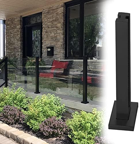 Glass Railing Post Kit for Commercial Outdoor Deck - Stainless Steel Balustrade System, Floor Standing Handrail, 90cm Height, Square Design, Durable & Stylish