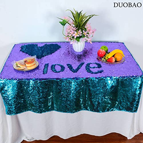 Duobao Mermaid Table Cover 72X72-Inch Aqua To Lavender Sequence Tablecloth Table Cover Decorations For Party Mermaid Tablecloth First Birthday Decorations For Girl Square Tablecloth #TOP6