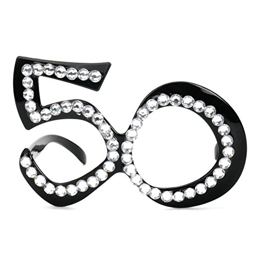 Ocean Line 50th Birthday Glasses - Number Crystal Frame, Party Favors, Wedding, Funny Costume Sunglasses, Novelty Eyewear Celebration Decoration for Kids and Adults 6 Pack (50) - Thumbnail 3