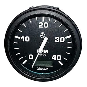 Faria Beede 32834 Euro Tachometer with Hourmeter (4000 RPM) Diesel – 4″”, Black, Multicoloured