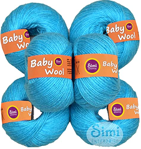 Image of 100% Acrylic Wool Azure 12 Pc Baby Wool 4 ply Wool Ball Hand Knitting Wool /Art Craft Soft Fingering Crochet Hook Yarn-MArt-EC