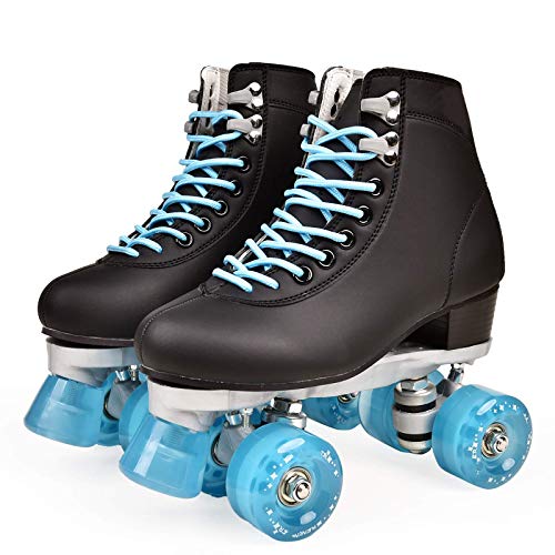 Zjcpow Roller Skates Dytxe Quad for niñas y Mujeres al Aire Libre, Cubierta y Pista de Patinaje, clásico de Alta Manguito con el Sistema de Encaje Ajustable, Azul, 40 xuwuhz