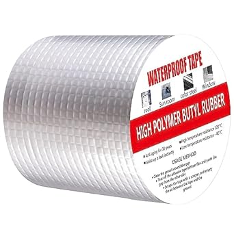 Rylan Super Strong Adhesive Waterproof Permanent Repair Aluminum Butyl Tape Rubber Foil Suitable for Roof Leak, surface Crack, Window Sill Gap, Boat Sealing, Home Renovation (10CM 5M (Pack Of 1))