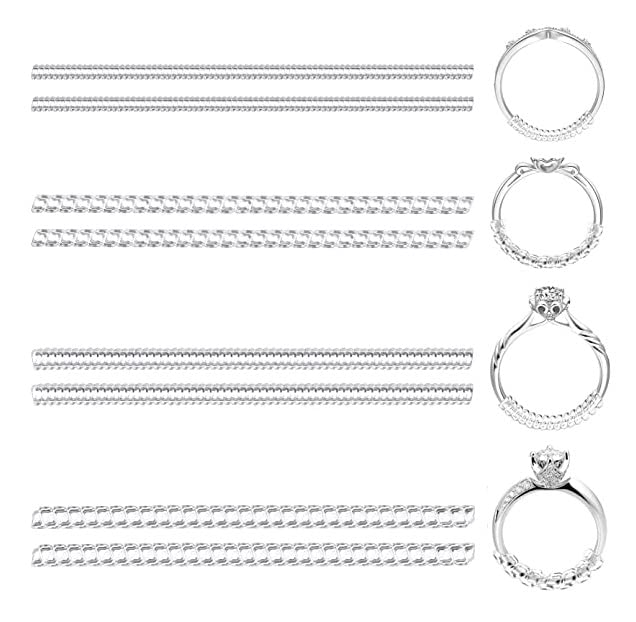 Mezco Silicone Guards Jewelry Tightener Connector Fitter Resizer Spiral | 8 Pcs Transparent Silicone Invisible Reusable Ring Sizer Adjuster for Unisex (Transparent) (4 Sizes) (B0C3H42PVN) Amazon Price History, Amazon Price Tracker