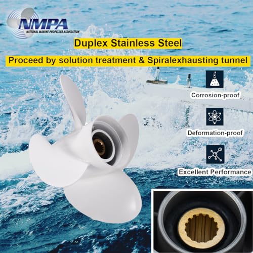 Image of VIF Aluminum Boat Propeller with Yamaha 60HP 70HP 75HP 80HP 85HP 90HP 115HP 130HP Outboard Engines,15 Tooth, Rh