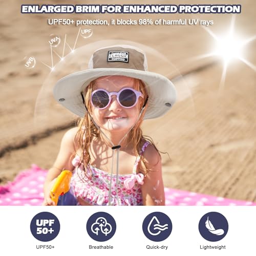 TAGVO Sonnenhut Kinder,Sonnenschutz UPF50, Schnelltrocknender Bucket Hut, Verstellbarer Konvertierbarer Fischerhut für 2-6 jährige Outdoor-Spaß
