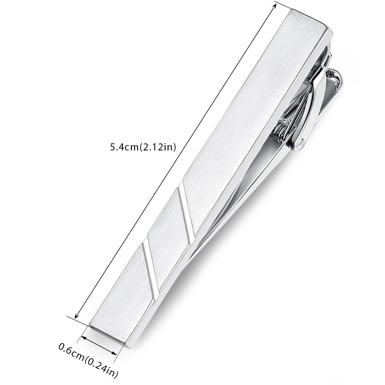 HONEY BEAR Fermacravatta per Uomo - dimensione normale acciaio regalo di nozze di business,5.4cm,Argento spazzolato
