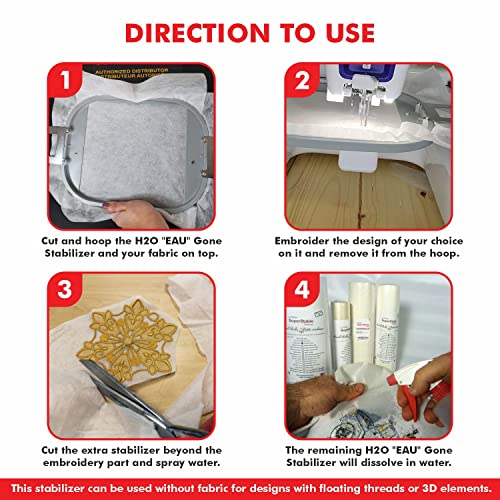 Superpunch Wash Away Stabilizer, Superstable H2O "Eau" Gone White Fsl 12 Inch X 25 Yard Roll - Machine Embroidery Stabilizer Backing, Wash N Gone Wash Away For Free Standing Lace, Made In Usa #TOP3